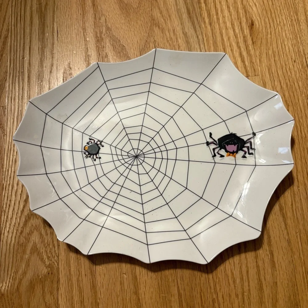 Target Spider Web Dinner Plate - White and Black Halloween